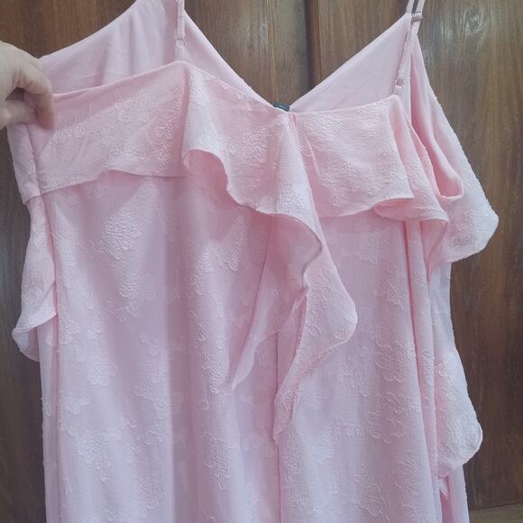 NWT Wild Fable Blush Pink Ruffle Embossed Floral Midi Dress Plus Size 2x Fairy - Picture 9 of 16